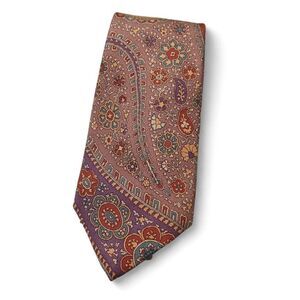 Pride of England Made in USA Vintage Silk Tie Paisley Floral Geometric Pattern